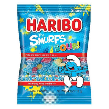 12 Pack x Haribo The Smurfs Sour Peg Bag 113g